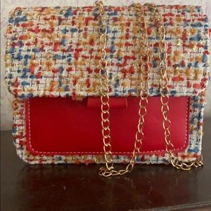New Red Tweed Small Crossbody Bag